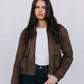 Gracelyn Bomber Jacket - Chocolate Brown Suede Look