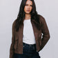 Gracelyn Bomber Jacket - Chocolate Brown Suede Look