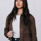 Gracelyn Bomber Jacket - Chocolate Brown Suede Look