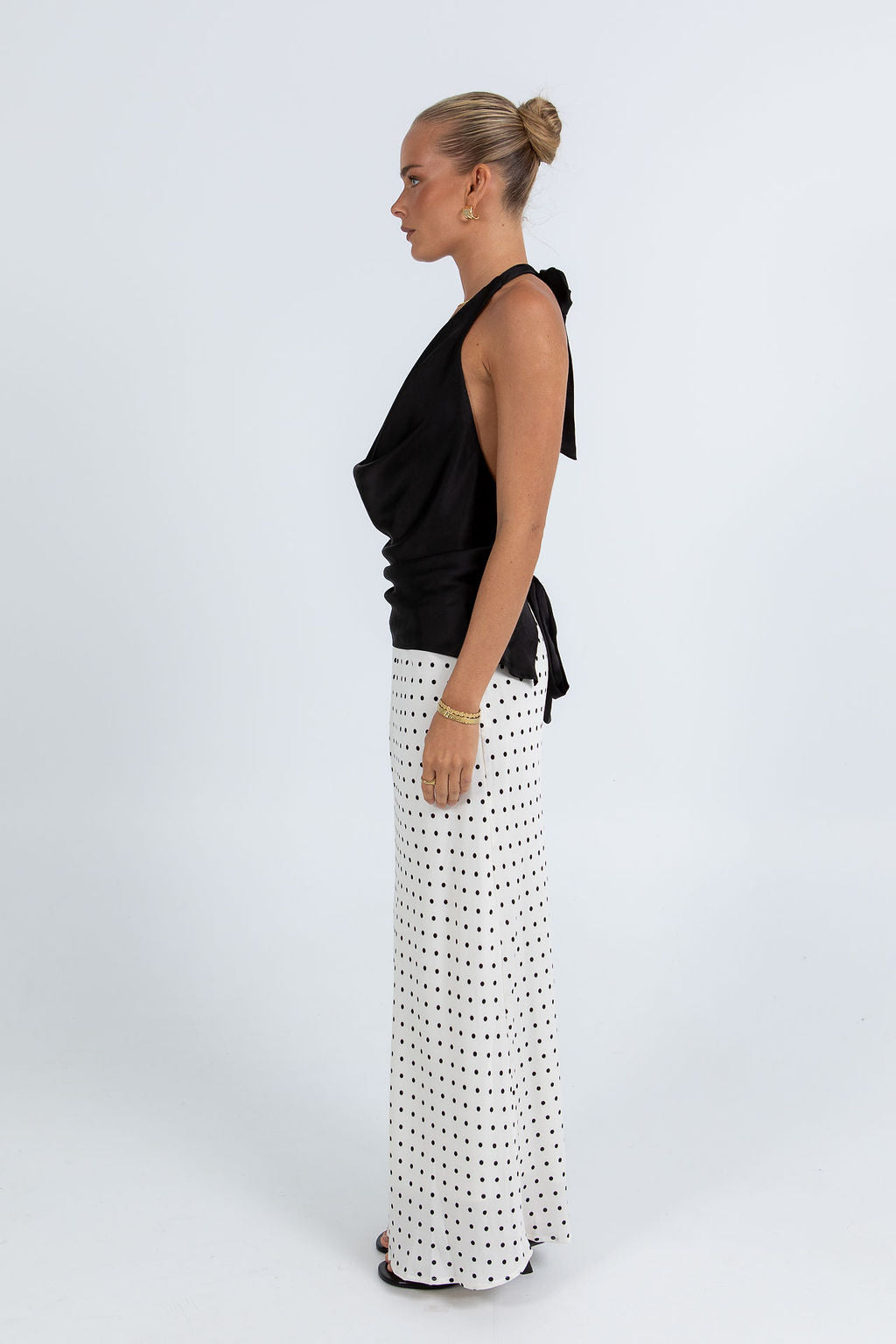 COMING SOON - Clara Maxi Skirt - White/ Black Polka Dot