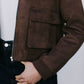 Gracelyn Bomber Jacket - Chocolate Brown Suede Look