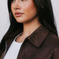 Gracelyn Bomber Jacket - Chocolate Brown Suede Look