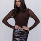 Issy Mini Skirt - Deep Brown Patent