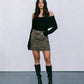 Taylah Mini Skirt - Dark Leopard Print Denim