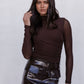 Issy Mini Skirt - Deep Brown Patent