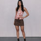 Jetta Mini Skirt - Chocolate Brown Suede Look