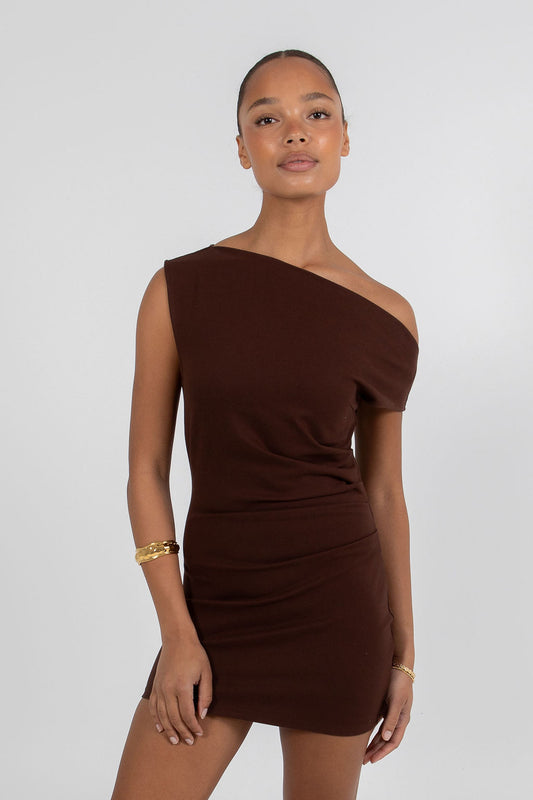 Brydie Mini Dress - Chocolate Brown