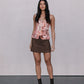 Jetta Mini Skirt - Chocolate Brown Suede Look