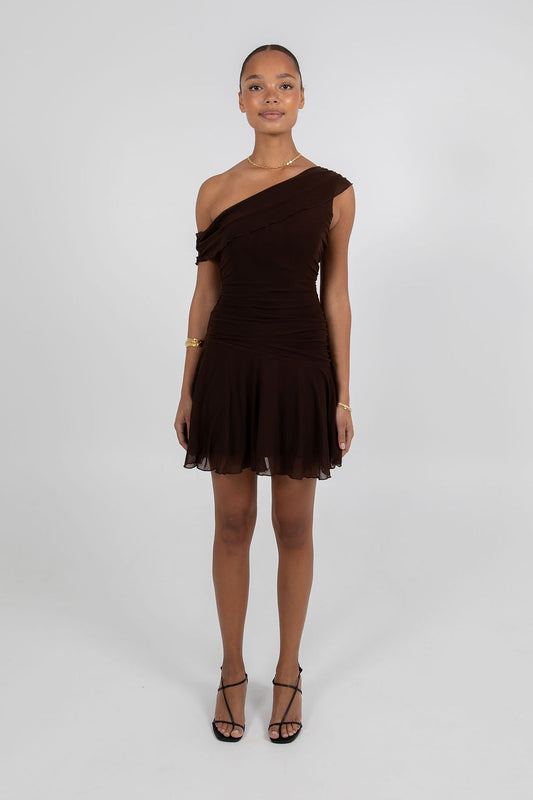 Xola Mini Dress - Chocolate Brown
