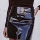 Issy Mini Skirt - Deep Brown Patent
