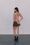 Jetta Mini Skirt - Chocolate Brown Suede Look