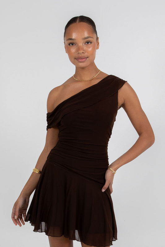 Xola Mini Dress - Chocolate Brown