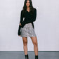Drew Mini Skirt - Light Leopard Print Denim