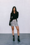 Drew Mini Skirt - Light Leopard Print Denim