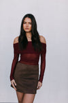 Jetta Mini Skirt - Chocolate Brown Suede Look
