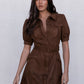 Farrah Mini Dress - Chocolate Brown Suede Look