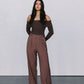 Kahlea Off-Shoulder Bodysuit - Chocolate Brown Knit