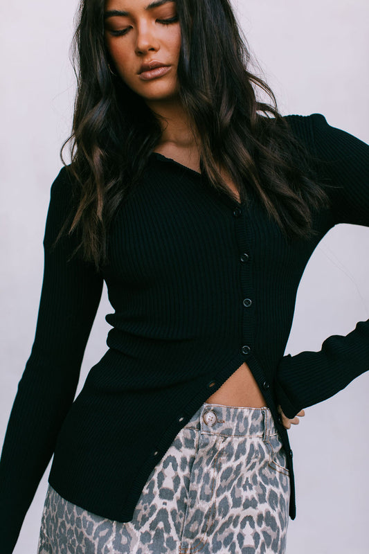 Drew Mini Skirt - Light Leopard Print Denim