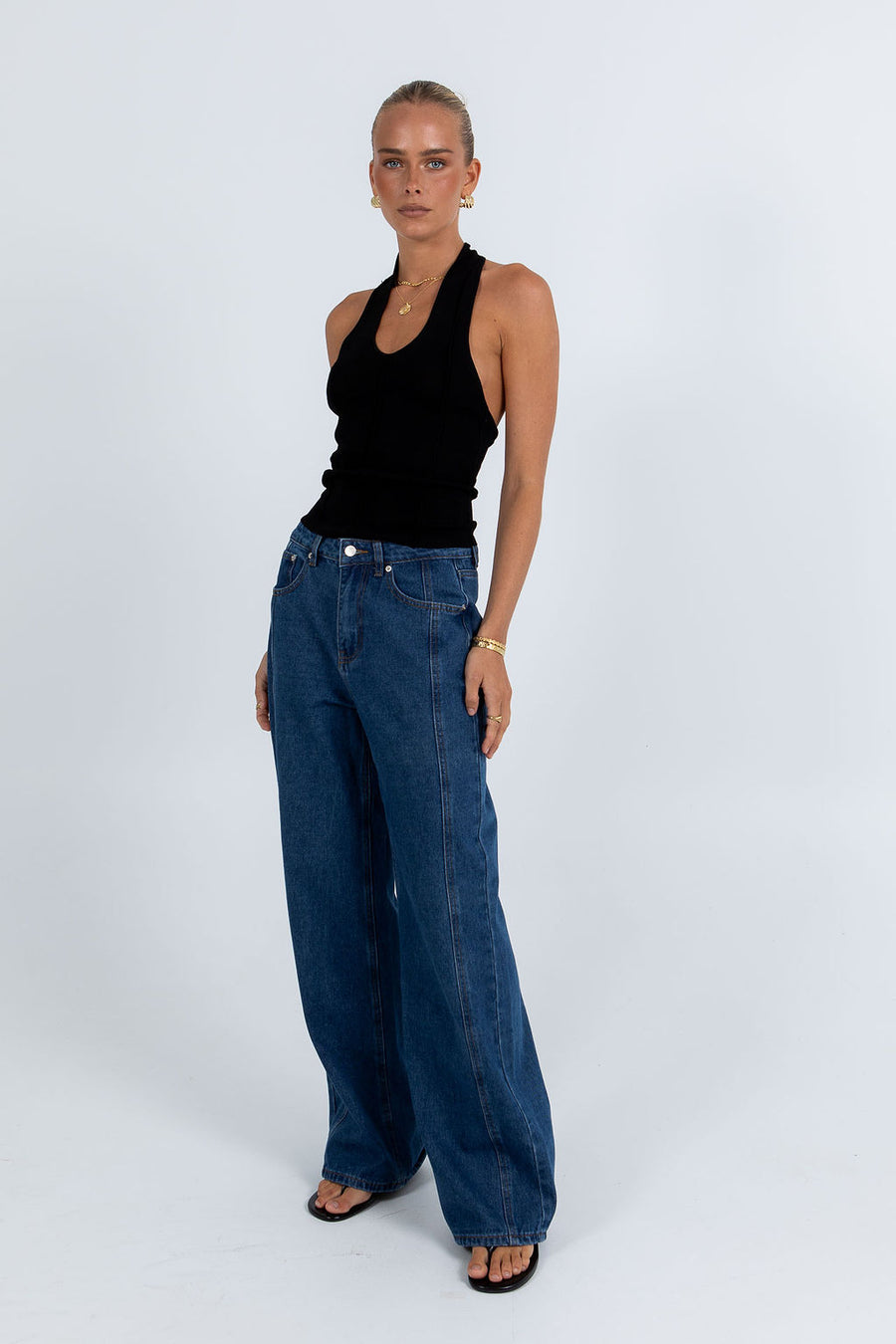 Janey Wide Leg Jeans Dark Blue Wash
