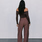 Kahlea Off-Shoulder Bodysuit - Chocolate Brown Knit