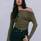 Fenella Long-sleeve Top - Khaki Green