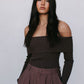 Kahlea Off-Shoulder Bodysuit - Chocolate Brown Knit