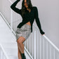 Drew Mini Skirt - Light Leopard Print Denim
