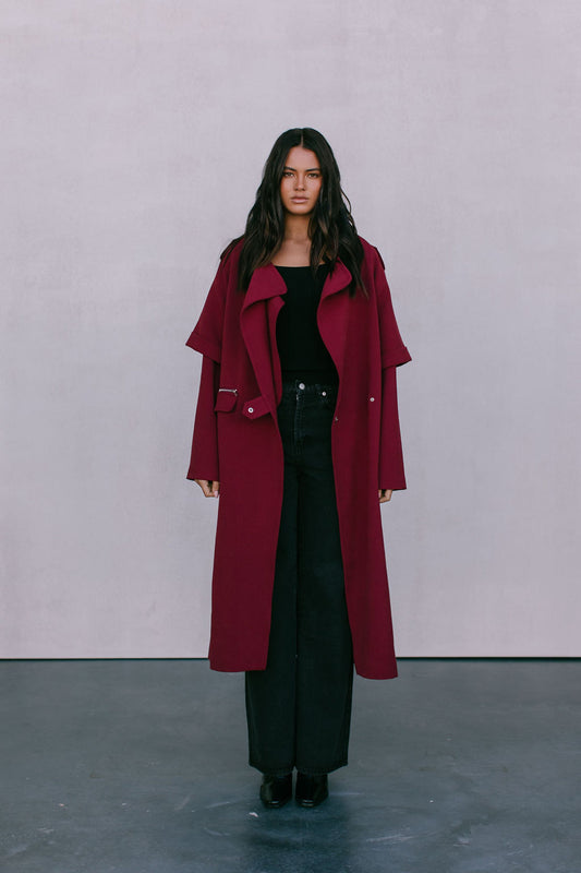 Sarah Trench Coat - Burgundy