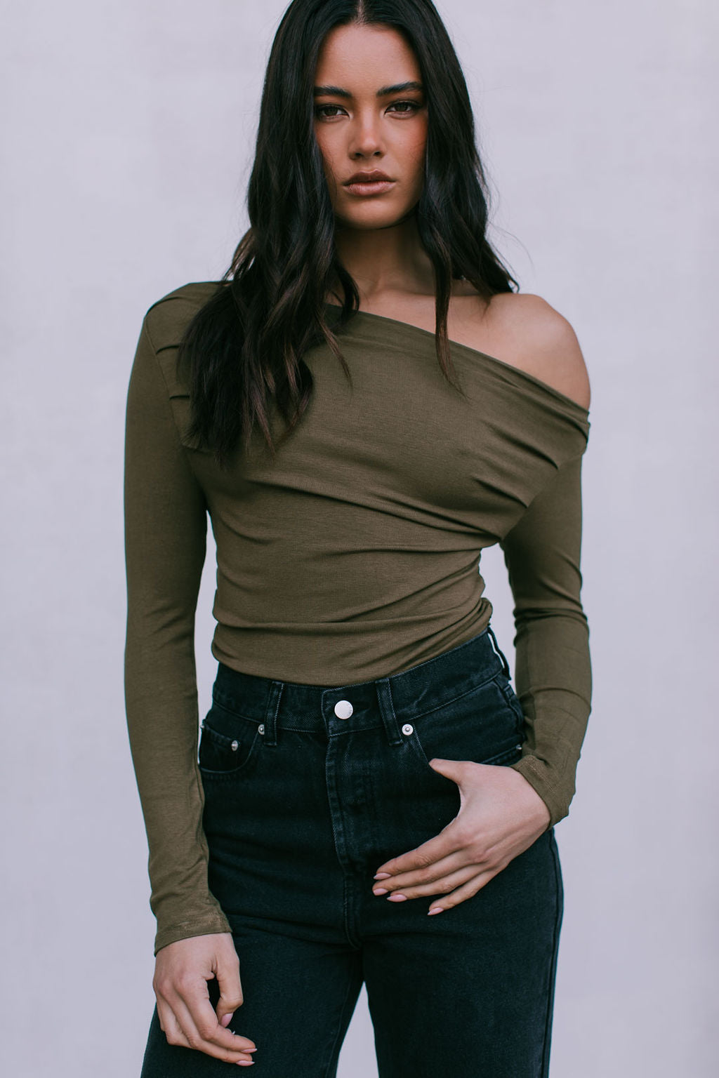 Fenella Long Sleeve Top Khaki