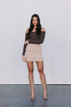 Kahlea Off-Shoulder Bodysuit - Chocolate Brown Knit