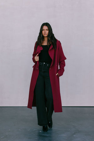 Sarah Trench Coat - Burgundy