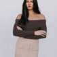 Kahlea Off-Shoulder Bodysuit - Chocolate Brown Knit