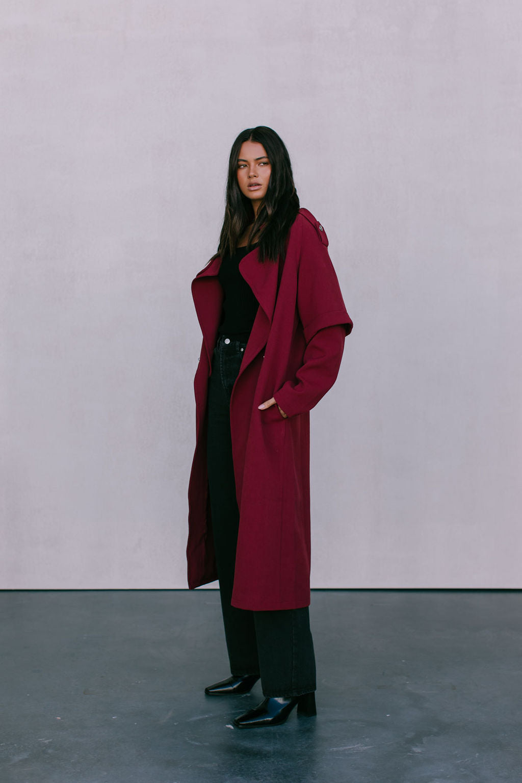 Sarah Trench Coat - Burgundy