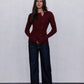 Brianna Knit Long-sleeve Top - Burgundy