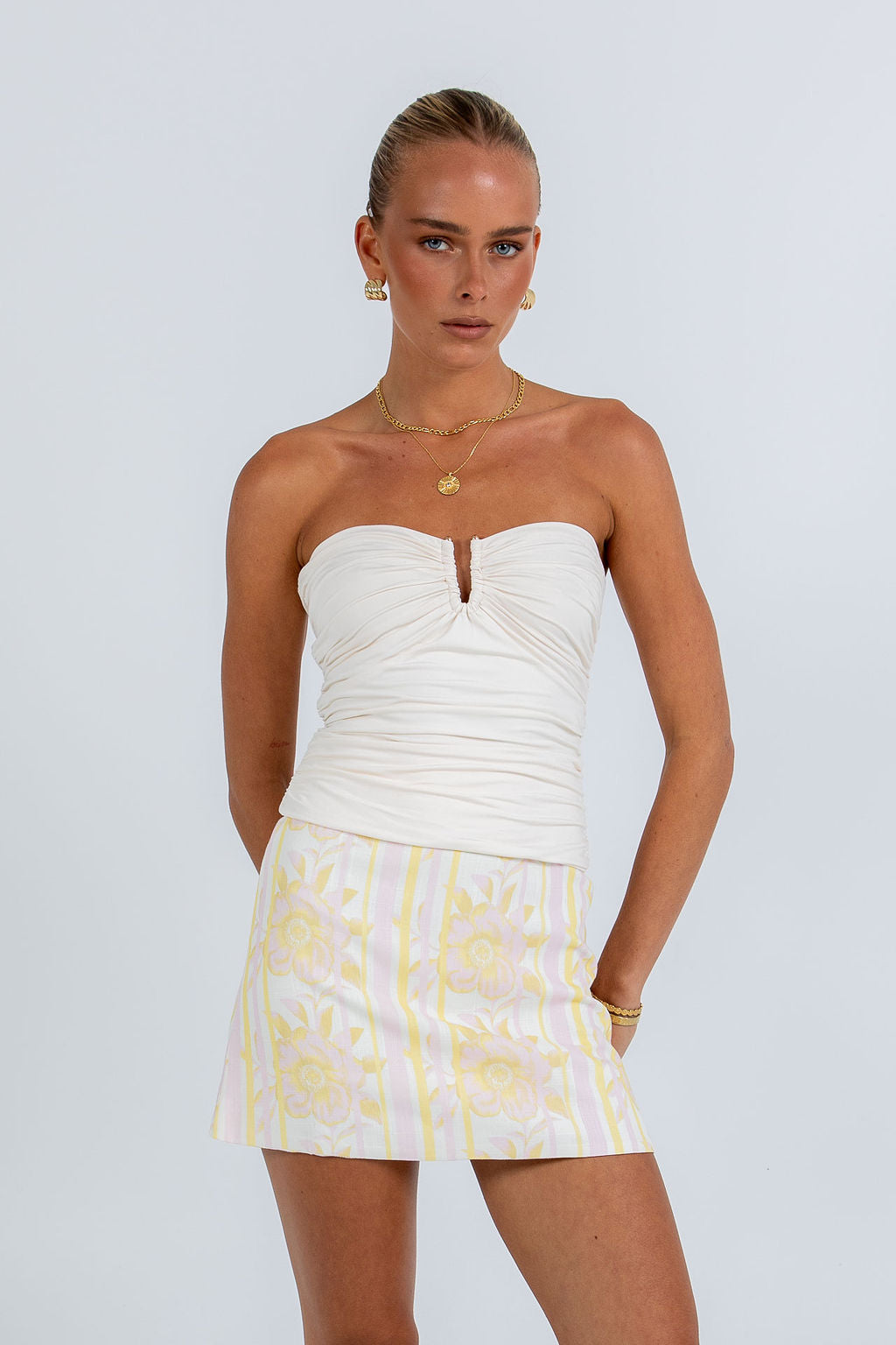 Urissa Mini Skirt Lemon Floral