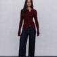 Brianna Knit Long-sleeve Top - Burgundy