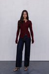 Brianna Knit Long-sleeve Top - Burgundy