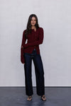 Brianna Knit Long-sleeve Top - Burgundy