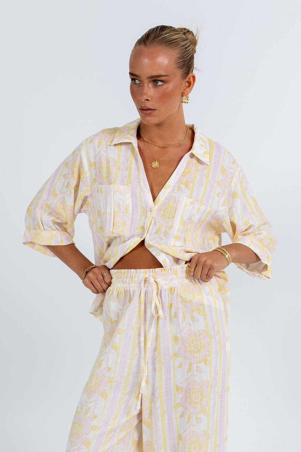 Delia Set - Lemon/Pink Floral