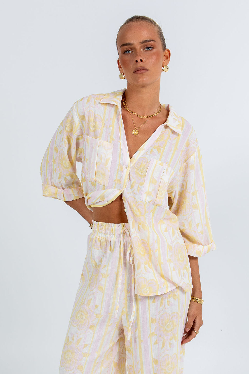 Delia Set - Lemon/Pink Floral