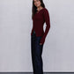 Brianna Knit Long-sleeve Top - Burgundy