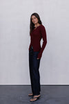 Brianna Knit Long-sleeve Top - Burgundy