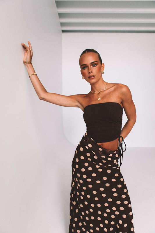 Bessina Maxi Dress - Chocolate/Mocha Polka Dot