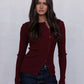 Brianna Knit Long-sleeve Top - Burgundy
