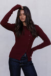 Brianna Knit Long-sleeve Top - Burgundy