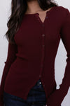 Brianna Knit Long-sleeve Top - Burgundy