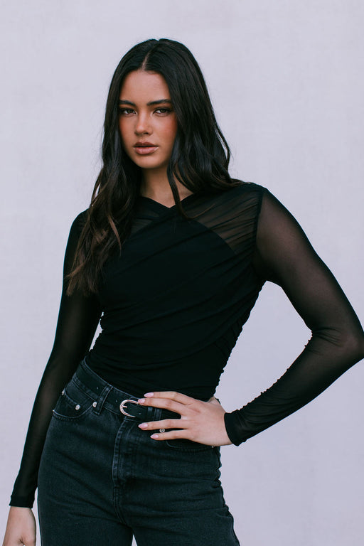 Nella Long-sleeve Top - Black Mesh