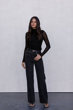 Dakitah Long-sleeve Top - Black Mesh