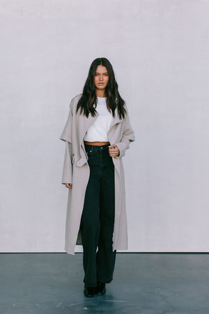 Sarah Trench Coat - Stone Grey
