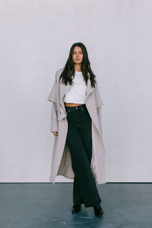 Sarah Trench Coat - Stone Grey